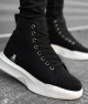 Mens High Top Sneakers - Black White - 0155 - 3