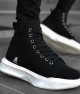 Mens High Top Sneakers - Black White - 0155 - 3