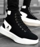 Mens High Top Sneakers - Black White - 0155 - 2