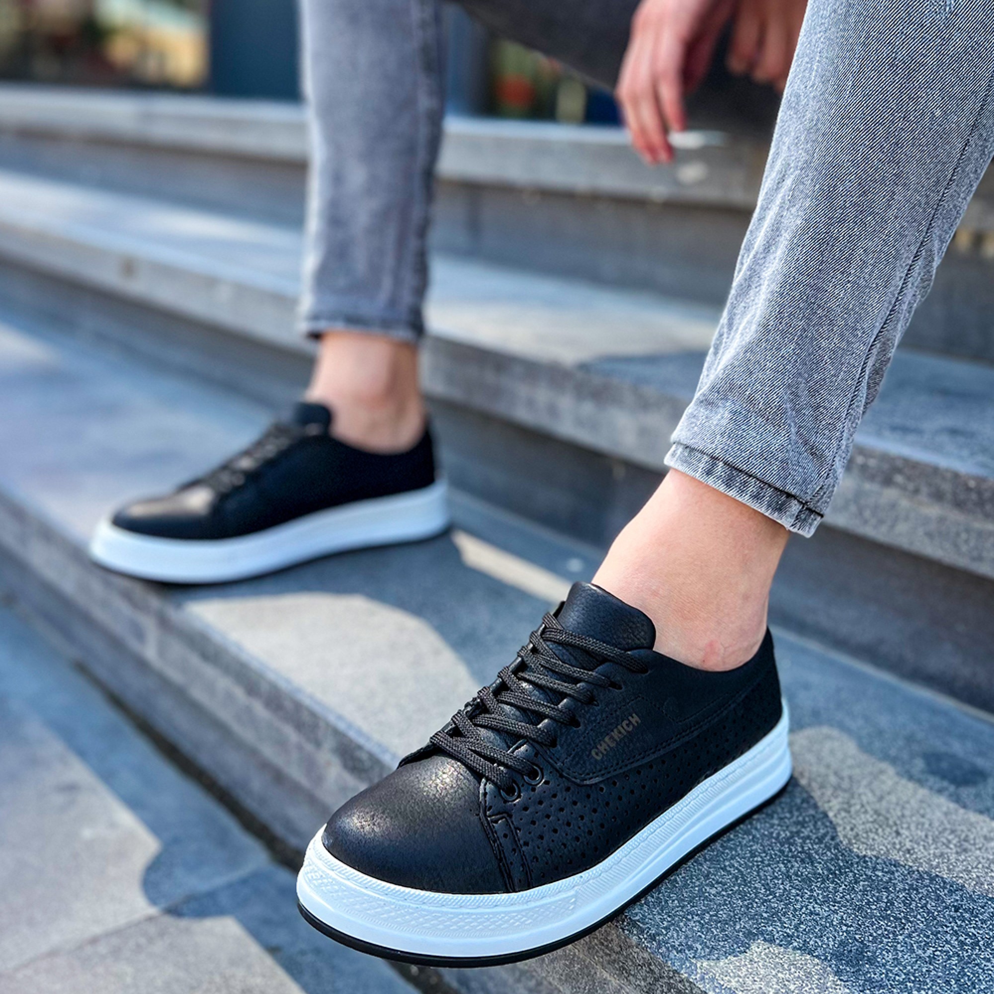 Mens Sneakers - Black White - 043