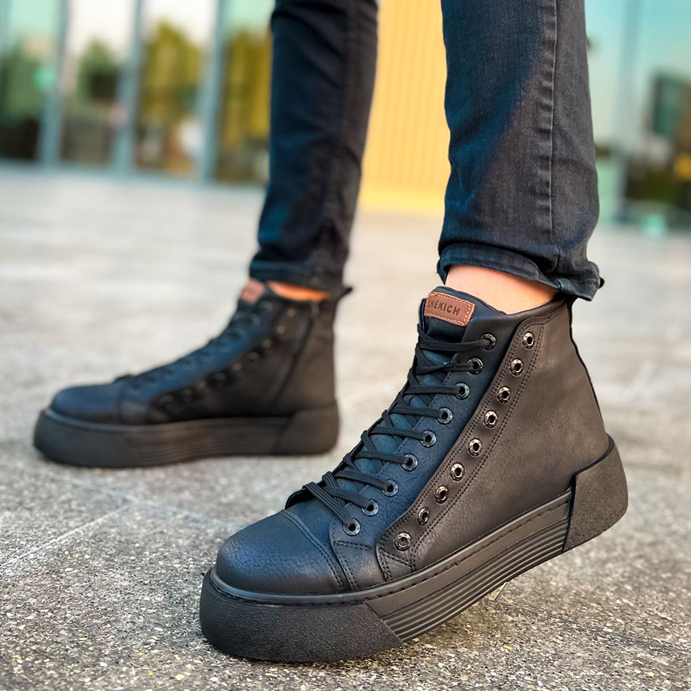 Mens High Top Sneakers - Black - 167