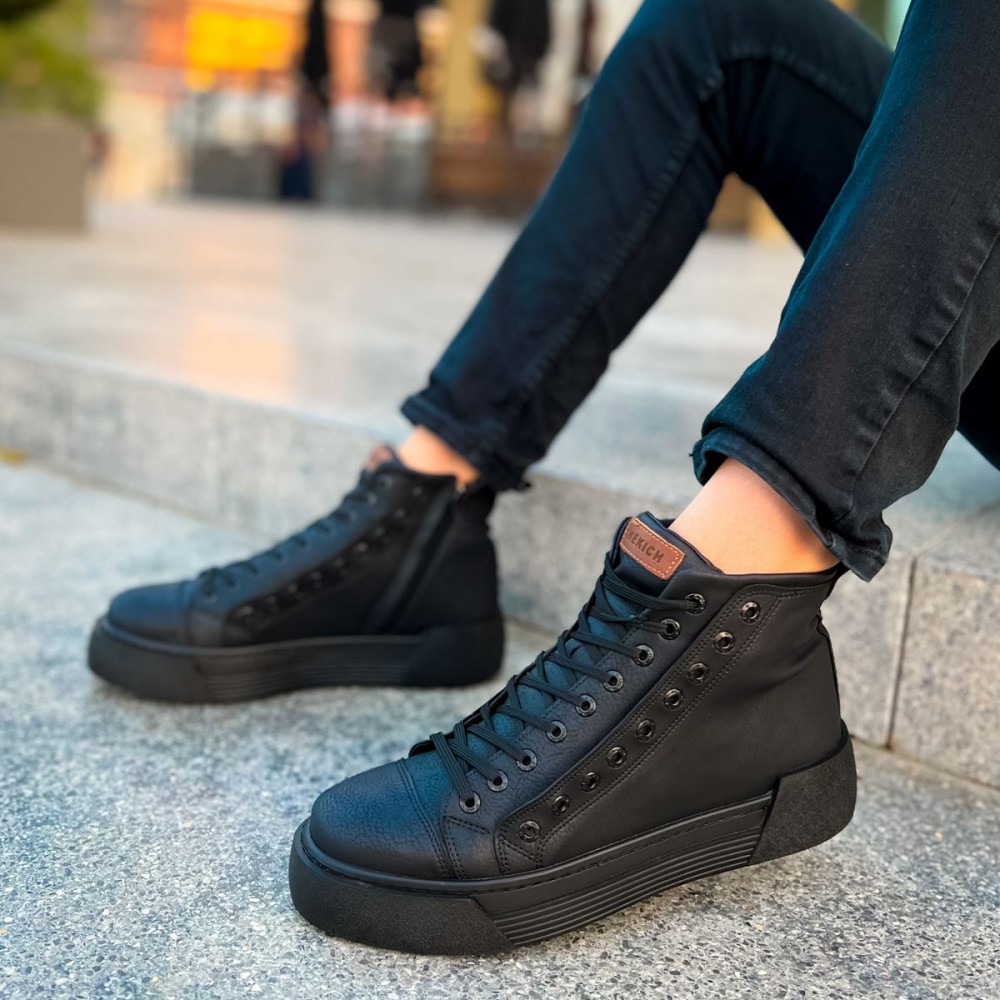 Mens High Top Sneakers - Black - 167