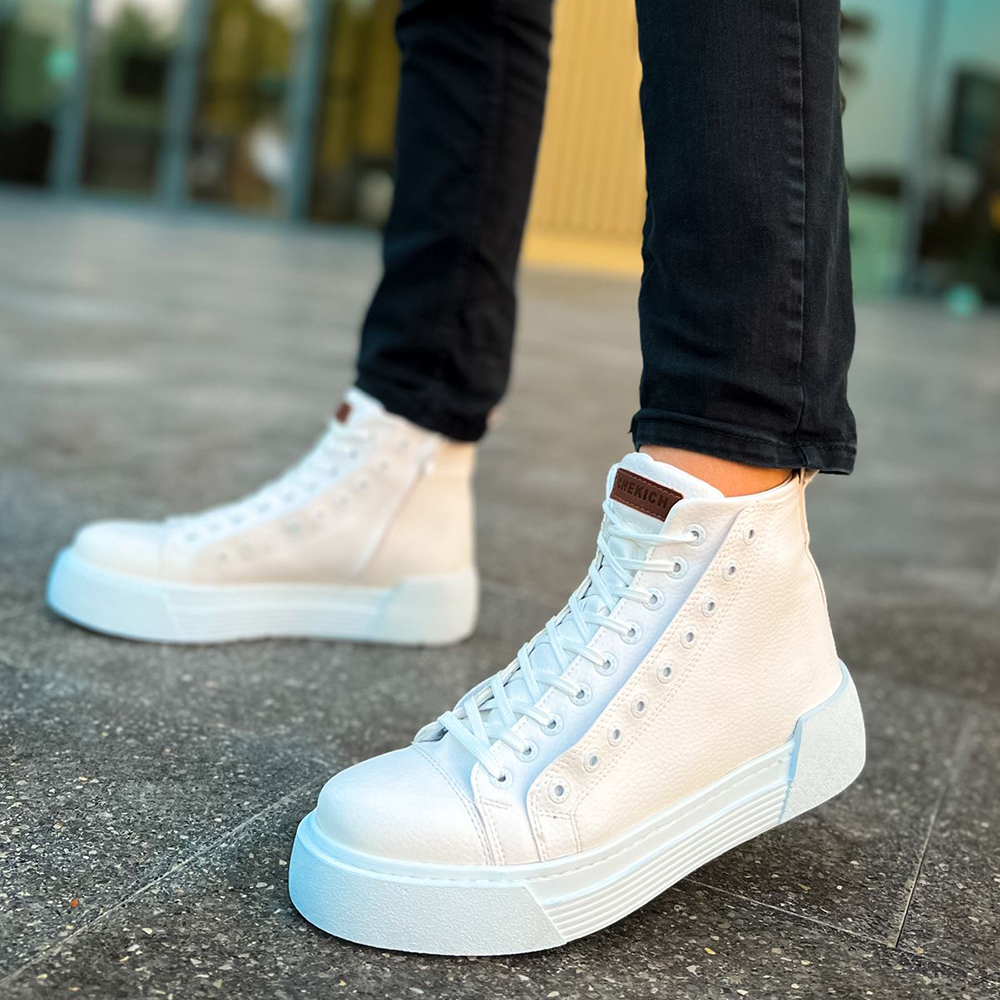 Mens High Top Sneakers - White - 167