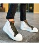 Mens High Top Sneakers - White Khaki - 167