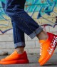 Mens Sneakers - Orange White Aloha Painted - 254