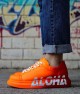 Mens Sneakers - Orange White Aloha Painted - 254