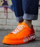 Mens Sneakers - Orange White Aloha Painted - 254