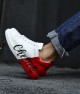 Mens Sneakers - White Red Painted - 254