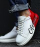 Mens Sneakers - White Red Painted - 254