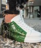 Mens Sneakers - White Green Black Painted - 254