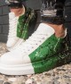 Mens Sneakers - White Green Black Painted - 254