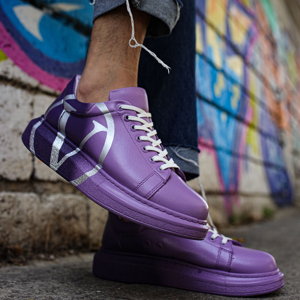 Mens Sneakers - Purple Painted - 254