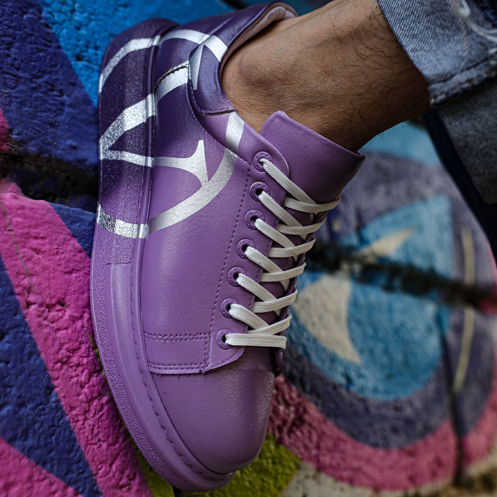 Mens Sneakers - Purple Painted - 254