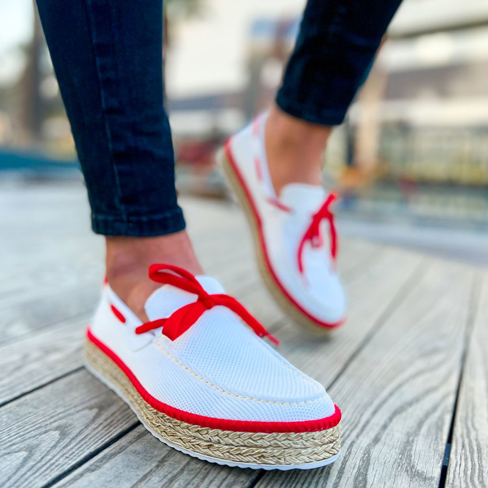 Mens Espadrilles - White Red - 311