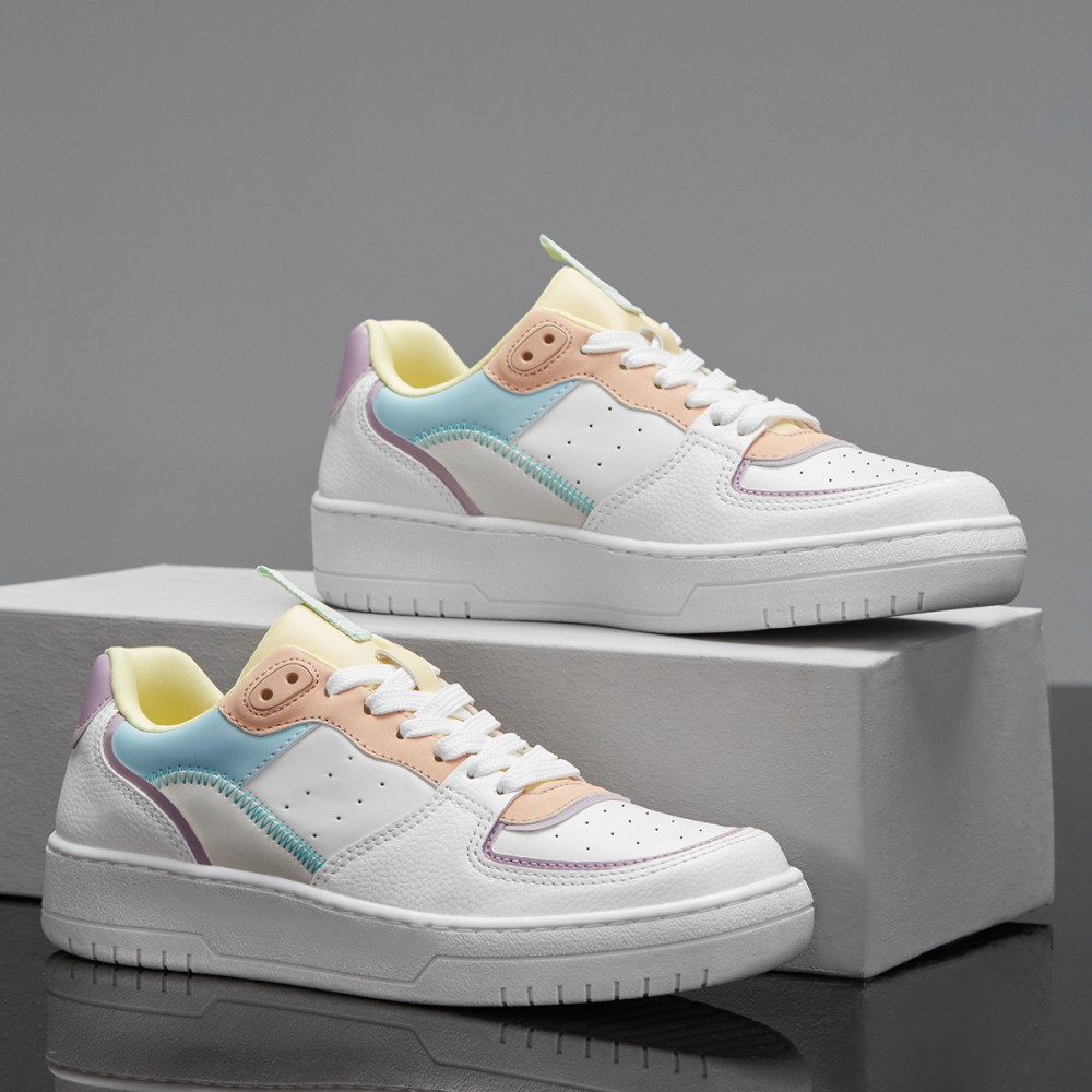 Women's Sneakers - White Yellow Blue - DS Alley