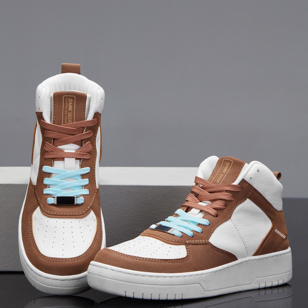 Women's High Top Sneakers - White Tan - DS Maya